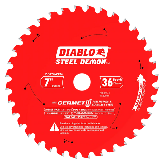 7 In. X 36?Tooth (20Mm Arbor) Steel Demon Cermet Ii Saw Blade For Metal & Stainless Steels-D0736CFM-2063