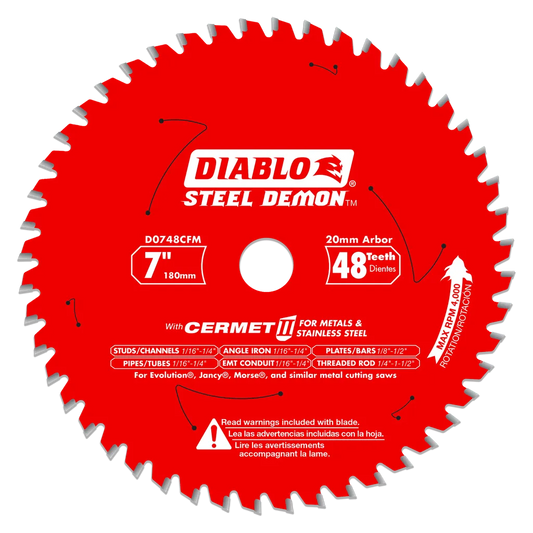 7 In. X 48 Tooth Steel Demon Cermet Ii Saw Blade For Metals And Stainless Steel (20Mm Arbor)-D0748CFM-2070