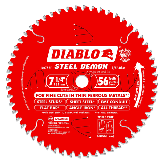 7-1/4 In. X 56 Tooth Steel Demon Carbide-Tipped Saw Blade For Metal-D0756F-2071