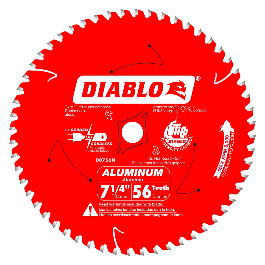 7-1/4 In. X 56 Tooth Thick Aluminum Cutting Saw Blade-D0756N-2073