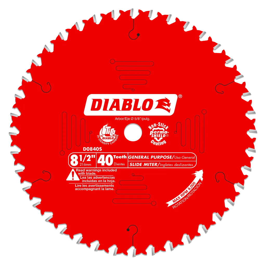 8-1/2 In. X 40 Tooth General Purpose Slide Miter Saw Blade-D0840S-2078