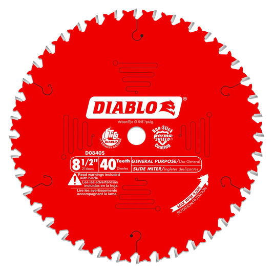 8-1/2 In. X 40 Tooth General Purpose Slide Miter Saw Blade-D0840S-2078