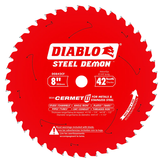 8 In. X 42 Tooth Steel Demon Cermet Ii Saw Blade For Metals And Stainless Steel-D0842CF-2080
