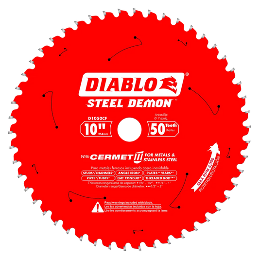 10 In. X 50 Tooth Steel Demon Cermet Ii Saw Blade For Metals And Stainless Steel-D1050CF-2093