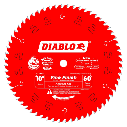 10 In. X 60 Tooth Fine Finish Slide Miter Saw Blade-D1060S-2096