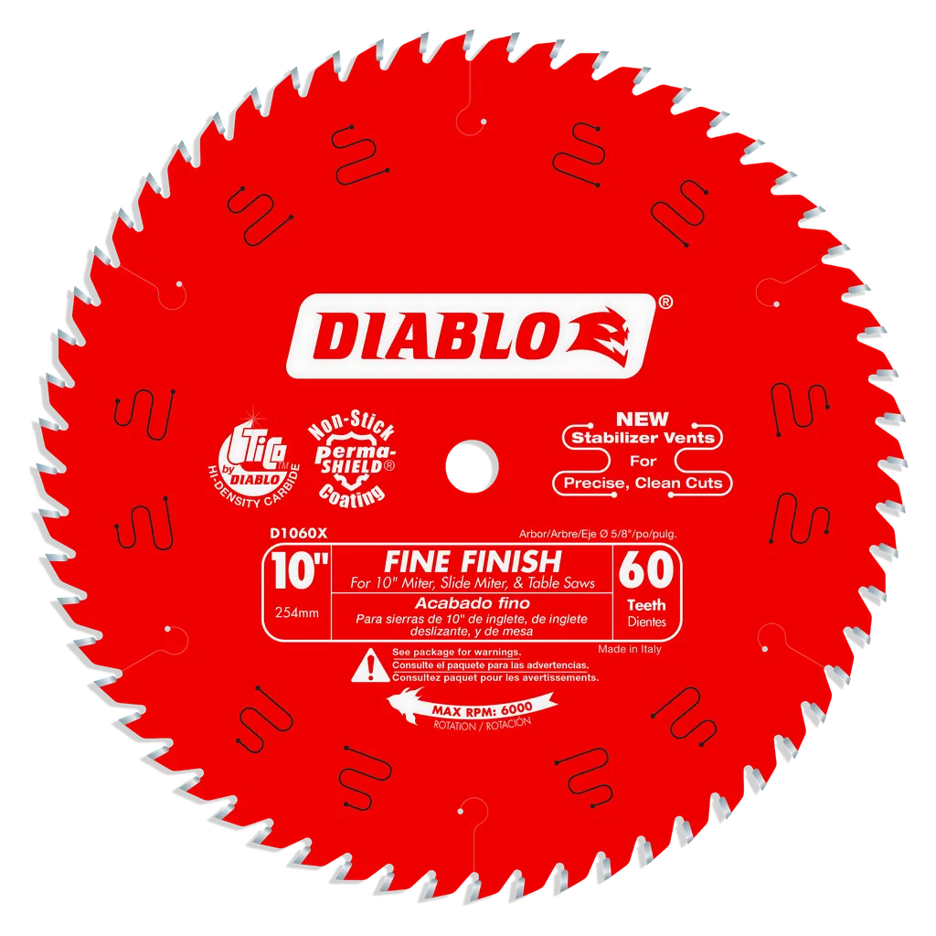 10 In. X 60 Tooth Fine Finish Saw Blade-D1060X-2097