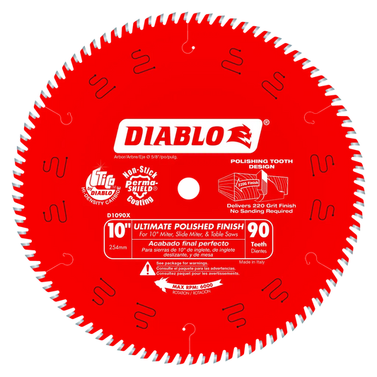10 In. X 90 Tooth Ultimate Polished Finish Saw Blade-D1090X-2104