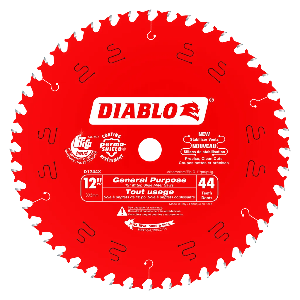 12 In. X 44 Tooth General Purpose Wood Saw Blade-D1244X-2106