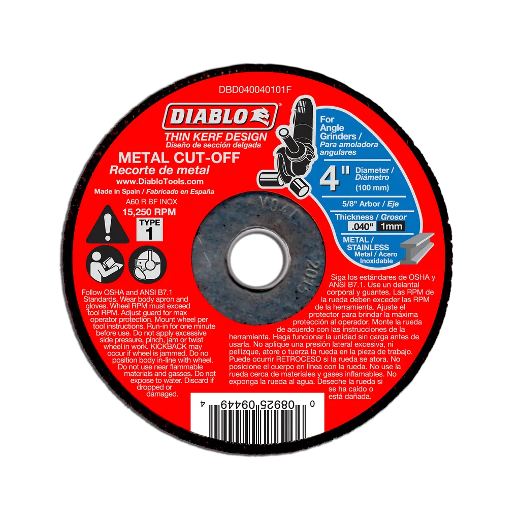 4 In. Metal Cut Off Disc - Thin Kerf - DBD040040101F-1762