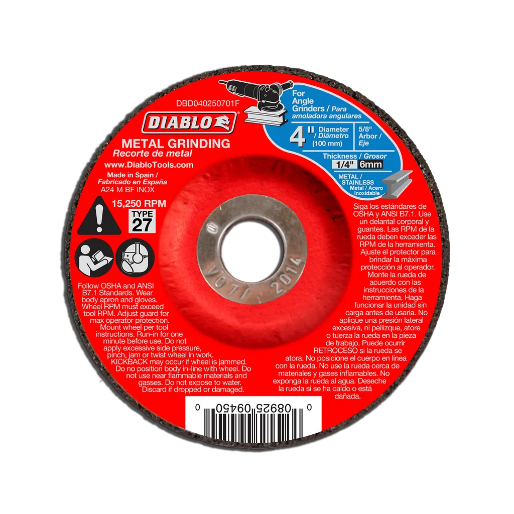 4 In. Metal Grinding Disc - Type 27 - DBD040250701F-1764