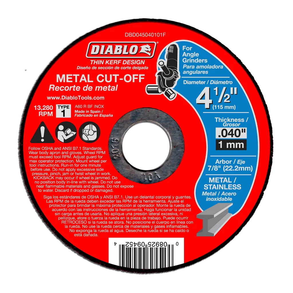 4-1/2 In. Metal Cut Off Disc - Thin Kerf (25-Pack) - DBD045040125F-1768