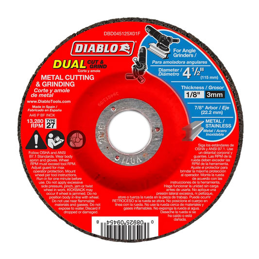 4-1/2 In. Metal Dual Cut & Grind Disc - Type 27 - DBD045125X01F-1773