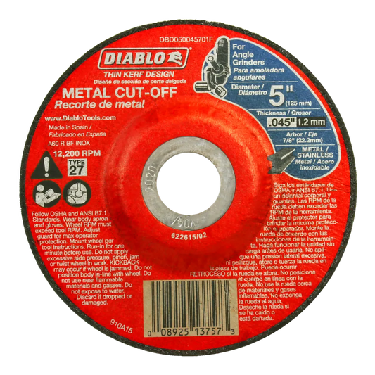 5 In. Type 27 Metal Cut-Off Disc - DBD050045701F-1777