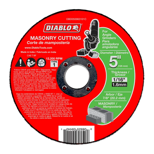 5 In. Masonry Cut Off Disc - Type 1 - DBD050063101C-1779