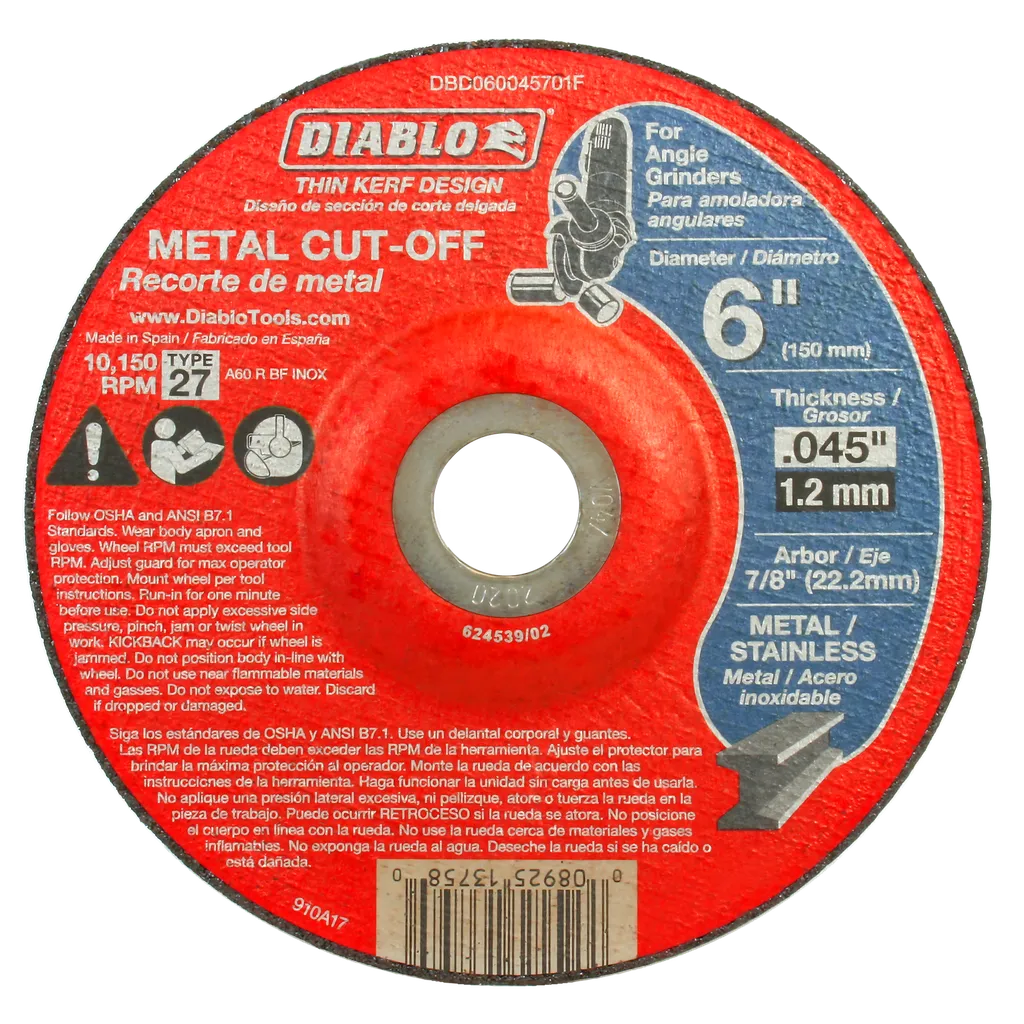 6 In. Type 27 Metal Cut-Off Disc - DBD060045701F-1782
