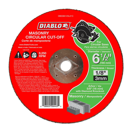 6-1/2 In. Masonry Circular Cut Off Disc - DBD065125L01C-1784