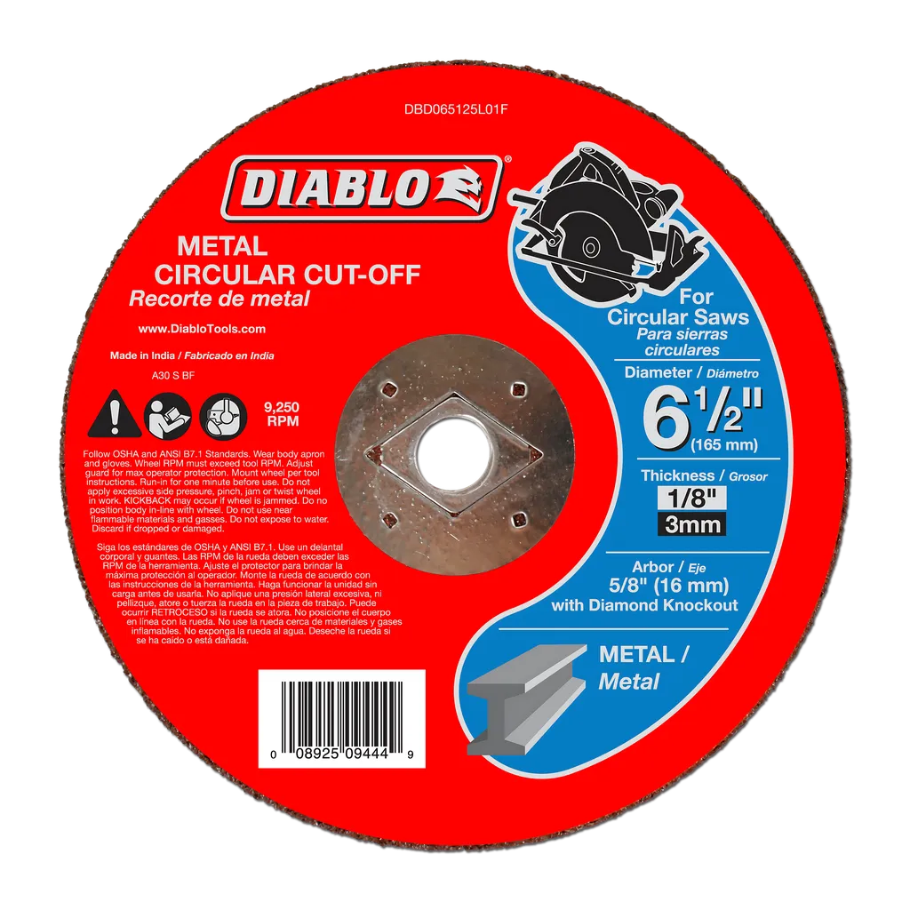 6-1/2 In. Metal Circular Cut Off Disc - DBD065125L01F-1785