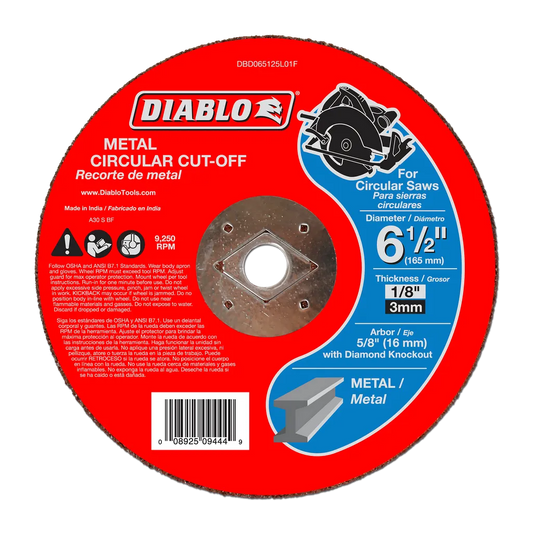 6-1/2 In. Metal Circular Cut Off Disc - DBD065125L01F-1785