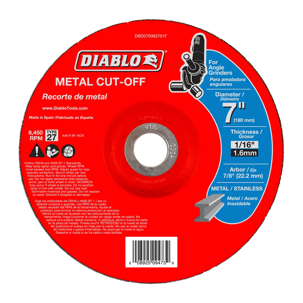 7 In. Metal Cut Off Disc - Type 27 - DBD070063701F-1786