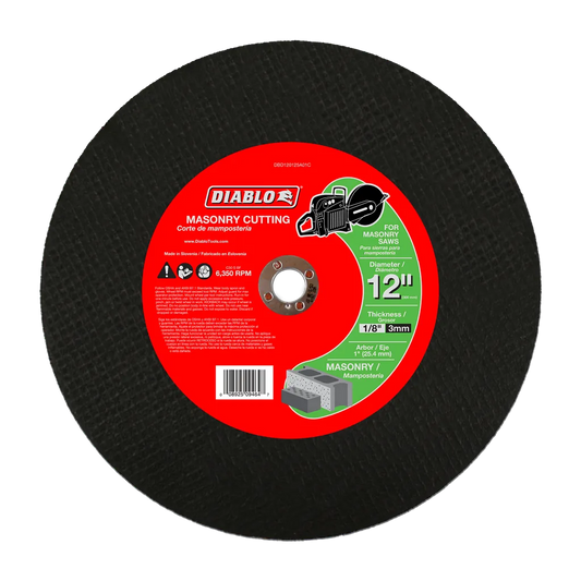 12 In. Masonry High Speed Cut Off Disc 1 In. - DBD120125A01C-1793