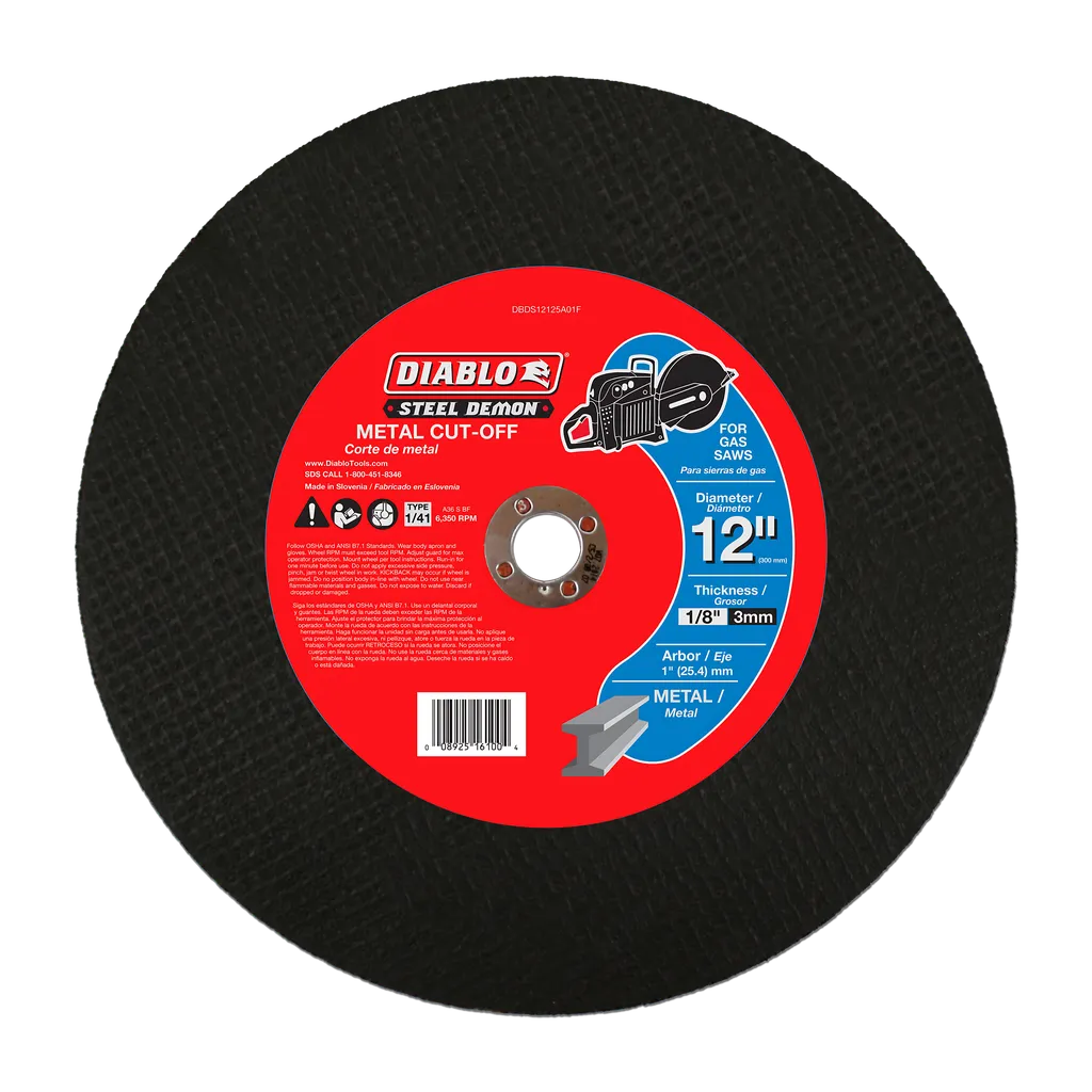 Steel Demon 12 In. Metal High Speed Cut Off Disc 1 In. - DBDS12125A01F-1801