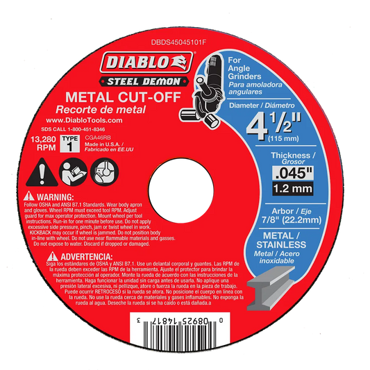 Steel Demon 4-1/2 In. Type 1 Metal Cut-Off Disc - DBDS45045101F-1806