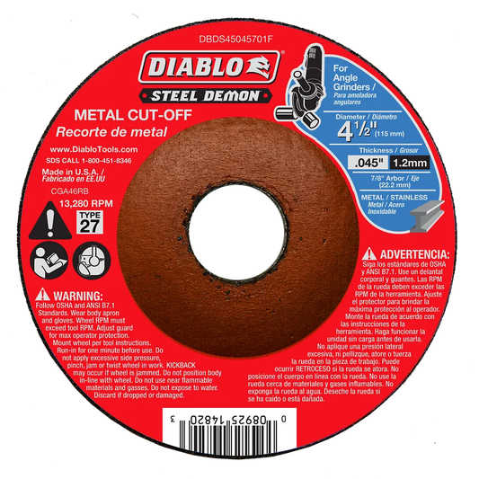 Steel Demon 4-1/2 In. Type 27 Metal Cut-Off Disc - DBDS45045701F-1807