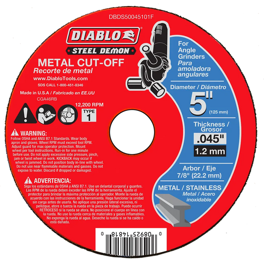 Steel Demon 5 In. Type 1 Metal Cut-Off Disc - DBDS50045101F-1810