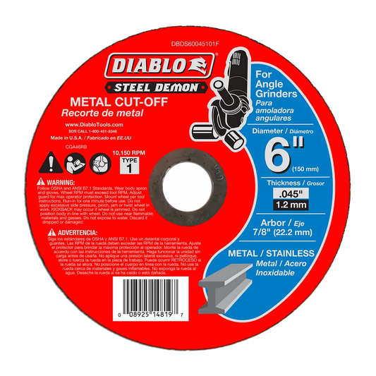 Steel Demon 6 In. Type 1 Metal Cut-Off Disc - DBDS60045101F-1811