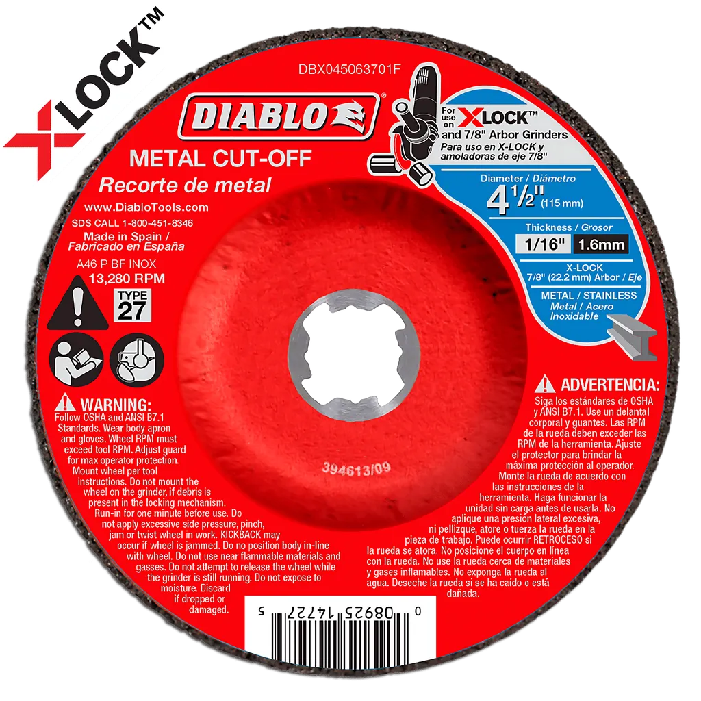 4-1/2 In. Type 27 Metal Cut-Off Disc For X-Lock And All Grinders - DBX045063701F-1815