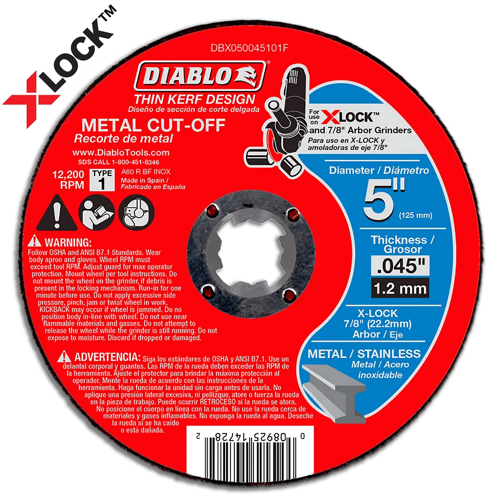 5 In. Thin Kerf Metal Cut-Off Disc For X-Lock And All Grinders - DBX050045101F-1818