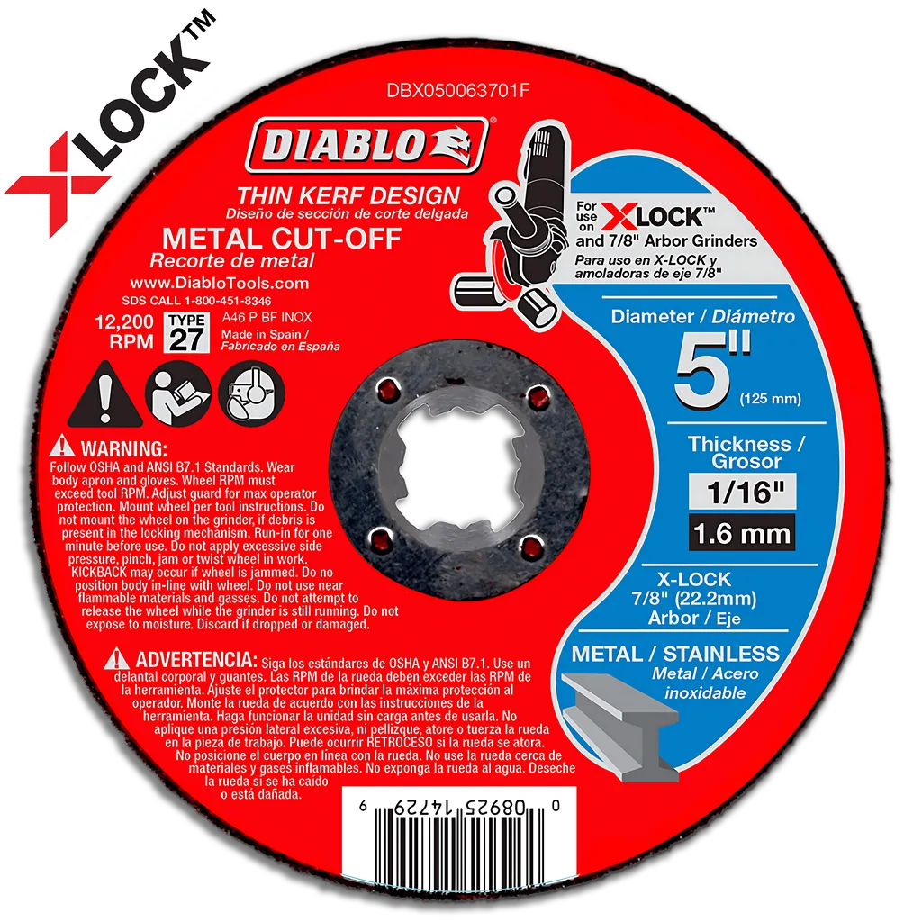 5 In.Type 27 Metal Cut-Off Disc For X-Lock And All Grinders - DBX050063701F-1819