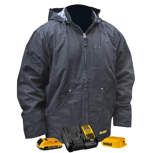 DEWALT® Men's Heated Heavy Duty Work Coat Kitted Black