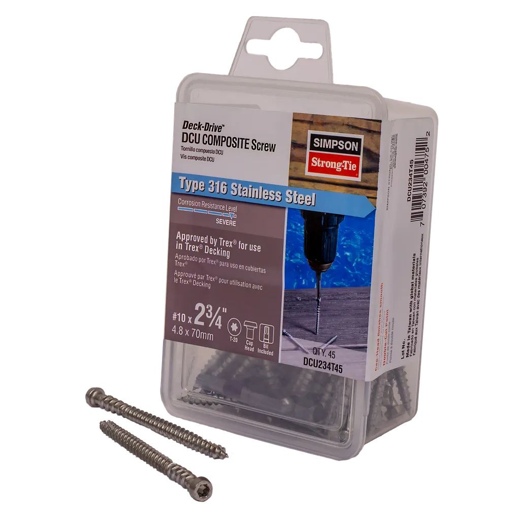 Deck-Drive Dcu Composite Screw - #10 X 2-3/4 In. T20, Type 316 (45-Qty)-DCU234T45-SP705-840