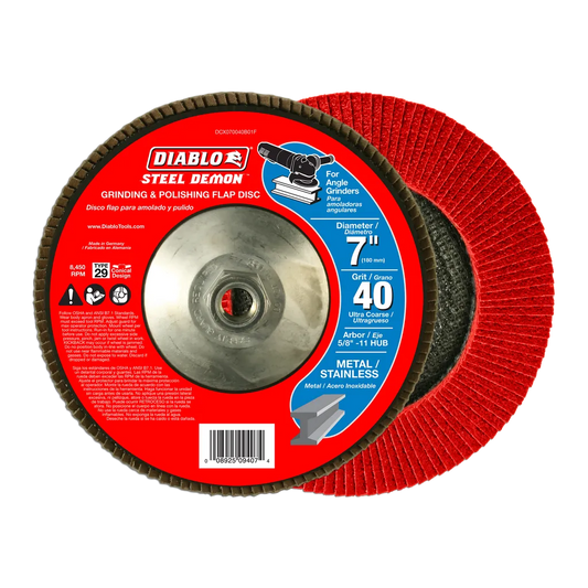 7 In. Steel Demon Flap Disc 40 Grit With Hub-DCX070040B01F-2450