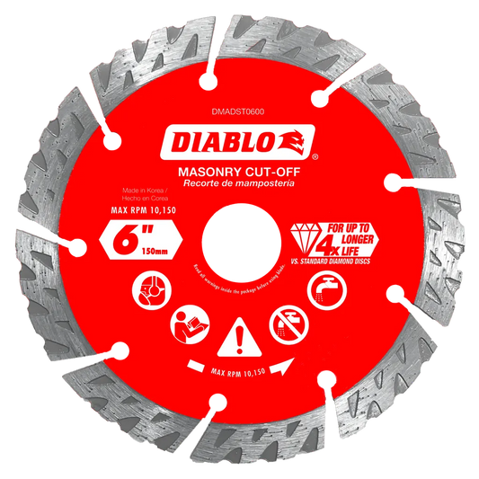 6 In. Diamond Segmented Turbo Cut-Off Discs For Masonry-DMADST0600-2654