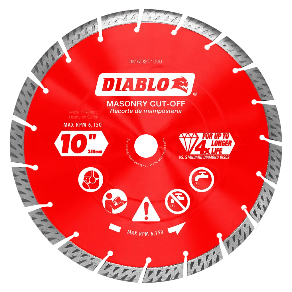 10 In. Diamond Segmented Turbo Cut-Off Discs For Masonry-DMADST1000-2655