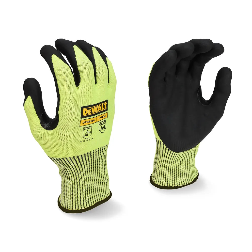 DEWALT DPG855T Hi-Vis HPPE Fiberglass A4 Cut Glove