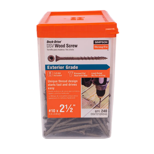 Deck-Drive Dsv Wood Screw - #10 X 2-1/2 In. T25, Flat Head, Quik Guard®, Tan (240-Qty)-DSVT212R240-SP458-580