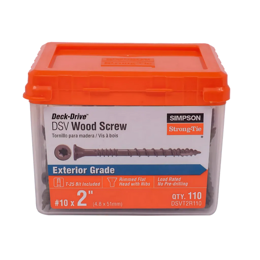 Deck-Drive Dsv Wood Screw - #10 X 2 In. T25, Flat Head, Quik Guard®, Tan (110-Qty) (Pack Of 10)-DSVT2R110-SP6716-7184