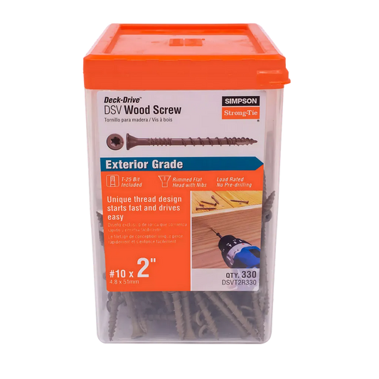 Deck-Drive Dsv Wood Screw - #10 X 2 In. T25, Flat Head, Quik Guard®, Tan (330-Qty) (Pack Of 3)-DSVT2R330-SP586-715