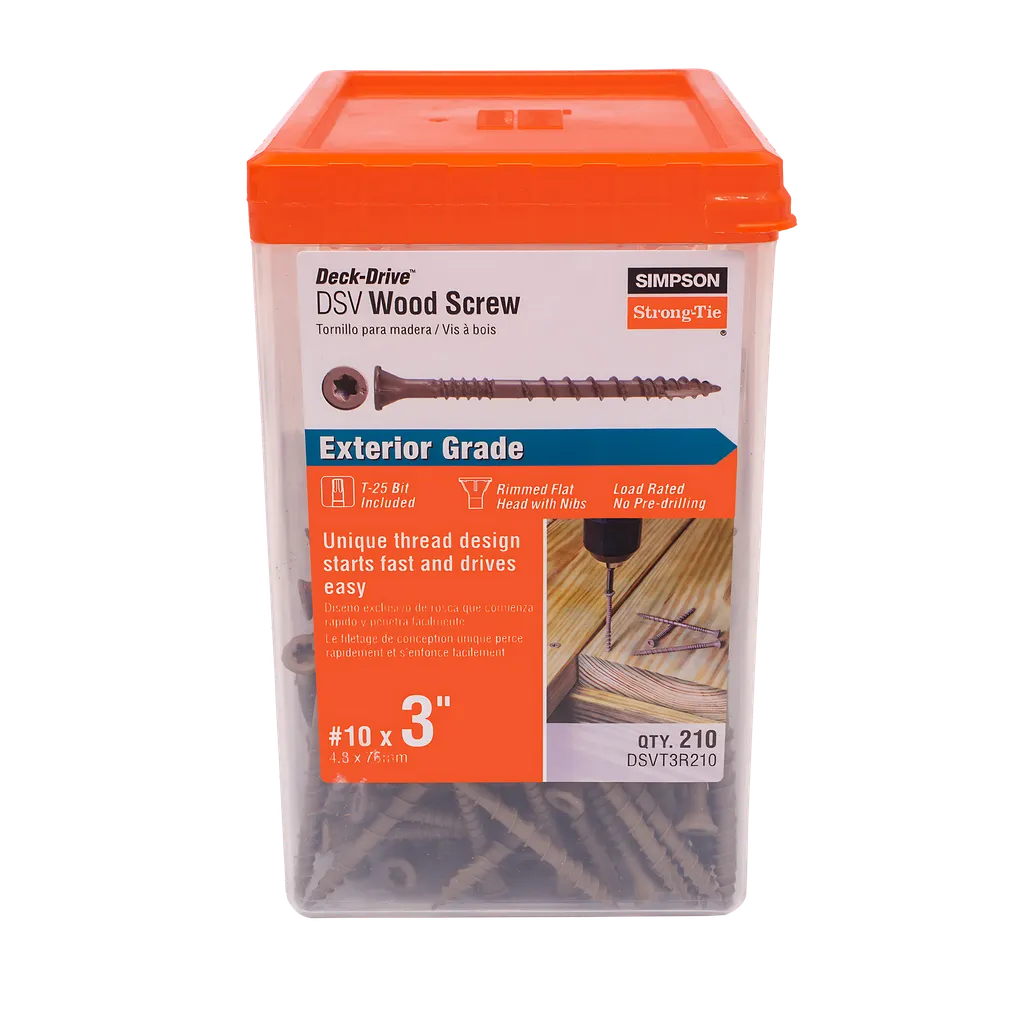 Deck-Drive Dsv Wood Screw - #10 X 3 In. T25, Flat Head, Quik Guard®, Tan (210-Qty)-DSVT3R210-SP4024-4342