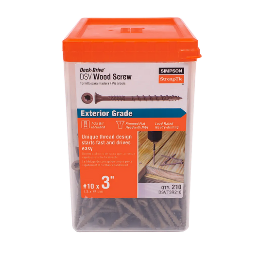 Deck-Drive Dsv Wood Screw - #10 X 3 In. T25, Flat Head, Quik Guard®, Tan (210-Qty)-DSVT3R210-SP4024-4342