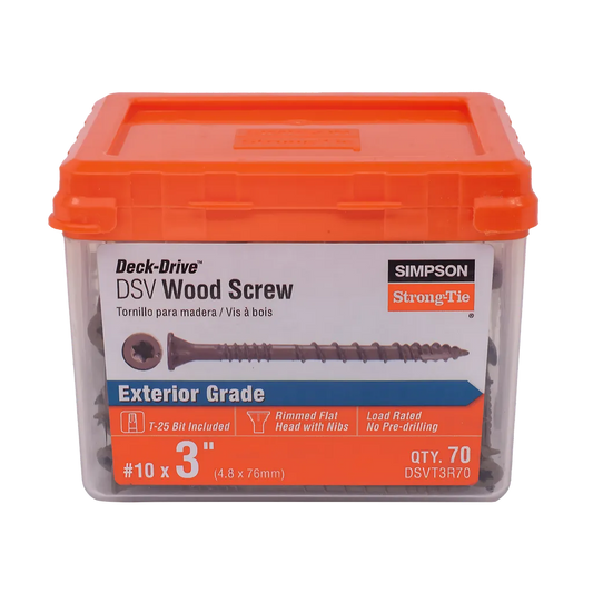 Deck-Drive Dsv Wood Screw - #10 X 3 In. T25, Flat Head, Quik Guard®, Tan (70-Qty) (Pack Of 10)-DSVT3R70-SP6575-7032