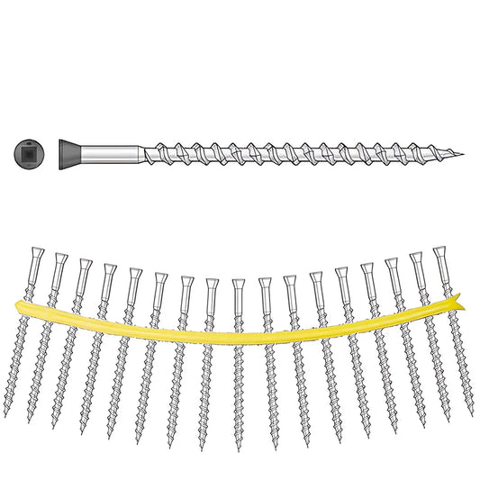 Trim-Head Screw - Sharp Point (Collated) - #7 X 3 In. #2 Sq Type 305, Gray 04 (950-Qty)-DTH212S305GR04-SP9295-9890