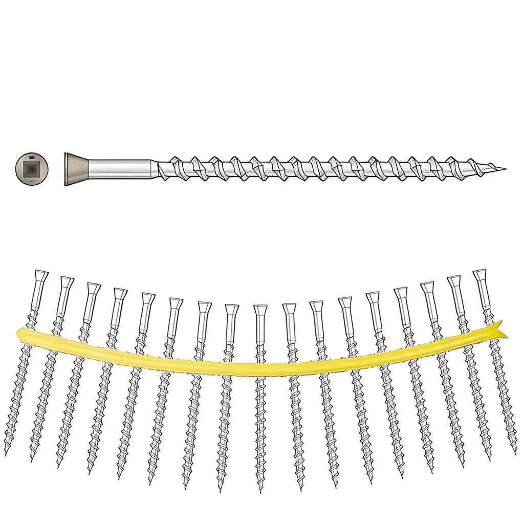 Trim-Head Screw - Sharp Point (Collated) - #7 X 3-1/2 In. #2 Square Type 305 Tan (900-Qty)-DTH212S305TN-SP6559-7013