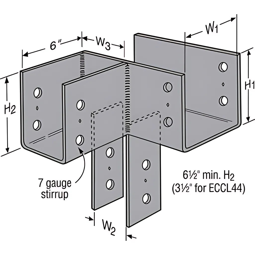 Eccll Hdg L-Shape End Column Cap For 4X Beams, 4X Post, Skewed Right-ECCLR444HDG-SP8959-9538