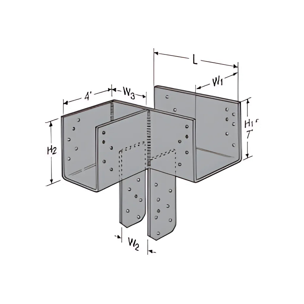 Ecclrq Hdg L-Shape End Column Cap For 4X Beams, 4X Post W/ Sds Screws, Skewed Right-ECCLRQ444HDG-SP1185-1343