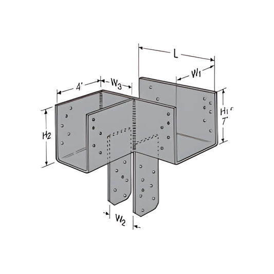 Ecclrq Hdg L-Shape End Column Cap For 4X Beams, 4X Post W/ Sds Screws, Skewed Right-ECCLRQ444HDG-SP1185-1343