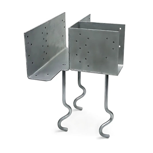 Ecclrqmd. Hot-Dip Galvanized L-Shape Embedded Column Cap For 3-5/8 In Beam, Skewed Right-ECCLRQMD3-62G-KT-SP4120-4444
